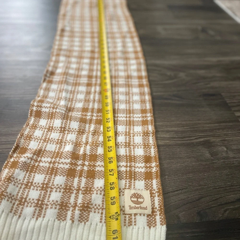 Timberland Brown and Cream Plaid Scarf